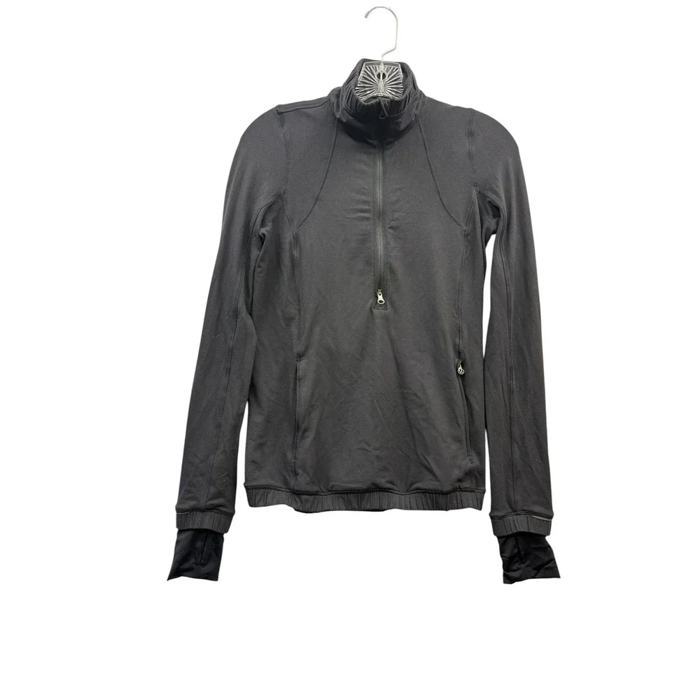 Lululemon Forthright Black Half Zip Pullover Thumbhole Athletic Running Top 4